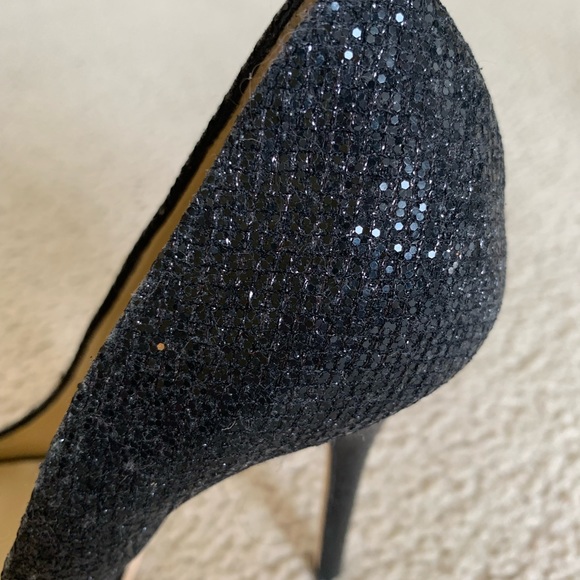 Jimmy Choo Authentic Women’s Black Sparkly “Luna” High Heel Open Toe Pumps - Picture 10 of 10